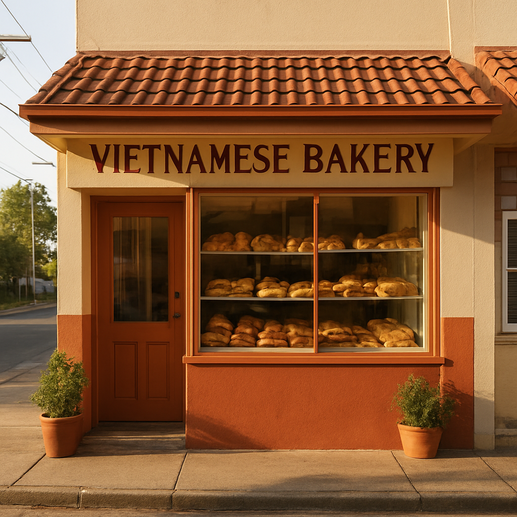 Warm and inviting exterior of Rolls Savour bakery in Ashgrove